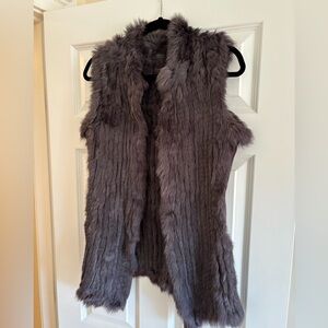 LOVE TOKEN. Genuine chocolate/gray rabbit fur vest. Size medium.